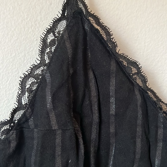 Victoria Secret pajama lace cami. Black and shimmer stripe. - Picture 2 of 7
